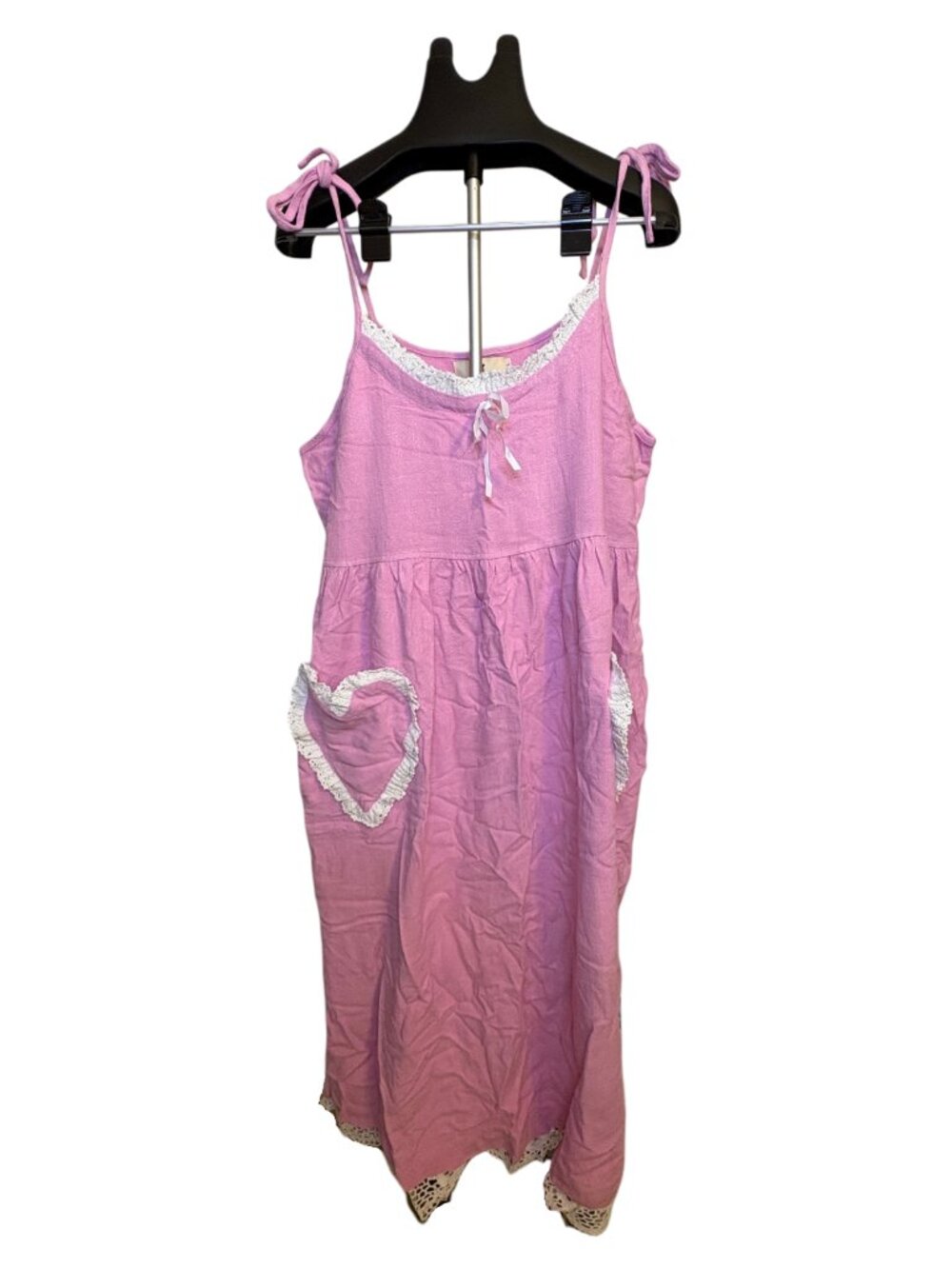 Fashion Brand Company Breeze On My Linen Pink Sweetheart Dress L / XL NWOT - Picture 3 of 4
